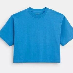 Coach Women's Signature C X-Large Blue Cropped T-Shirt NWT